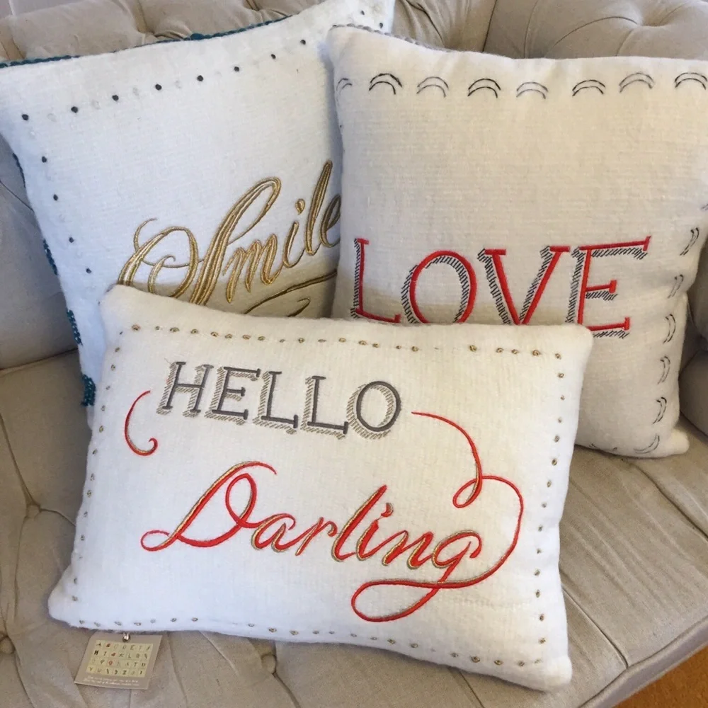 Anthropologie Merry Sentiment: Hello Darling Pillow